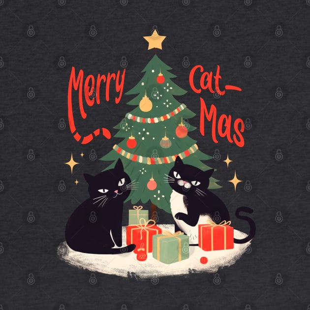 MERRY CAT-MAS FUNNY CATS CHRISTMAS TREE by rraynerr